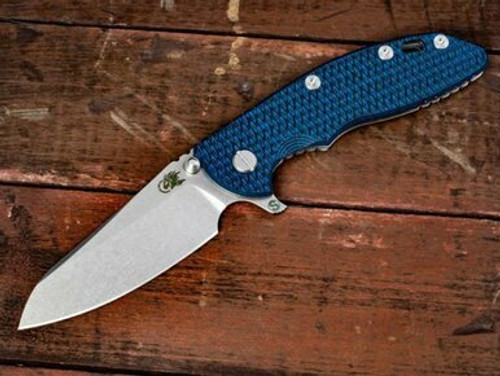 Rick Hinderer Knives XM-18 3.5? Skinny Sheepsfoot-Stonewash Blue-Blue/Black G10 RHK-140