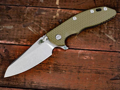Rick Hinderer Knives XM-18 3.5? Skinny Sheepsfoot-Stonewash Bronze-OD Green G10 RHK-142