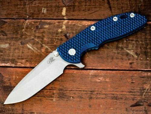 Rick Hinderer Knives XM-18 3.5? Spearpoint-Working Finish Blade-Battle Blue Lockside-Blue/Black G10 RHK-157