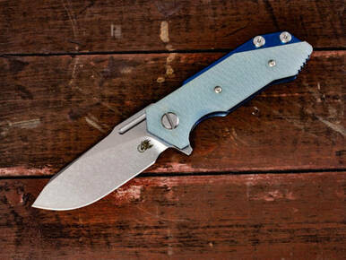 Rick Hinderer Knives Halftrack-Slicer-Stonewash Blue-Translucent G10 RHK-247