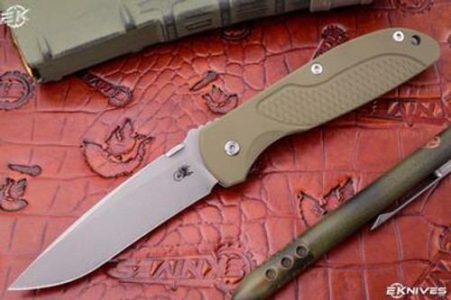 Rick Hinderer Knives FireTac Recurve OD Green Framelock Knife 3.6" Working Finish
