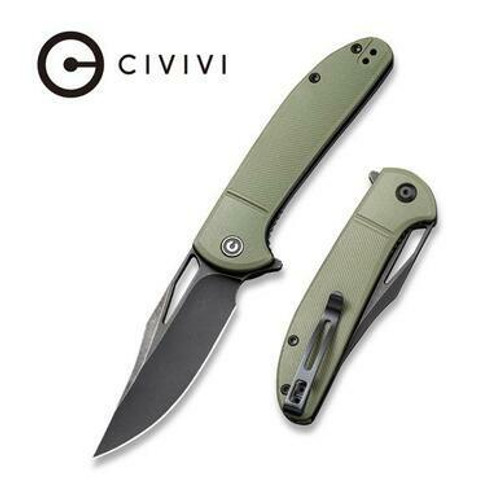 CIVIVI Ortis Flipper Knife OD Green Fiber-glass Reinforced Nylon Handle (3.25" Black Stonewashed 9Cr18MoV) C2013C