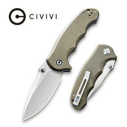 CIVIVI Hooligan Thumb Studs Knife Dark Earth Micarta Handle (2.98'' Satin D2) C913A