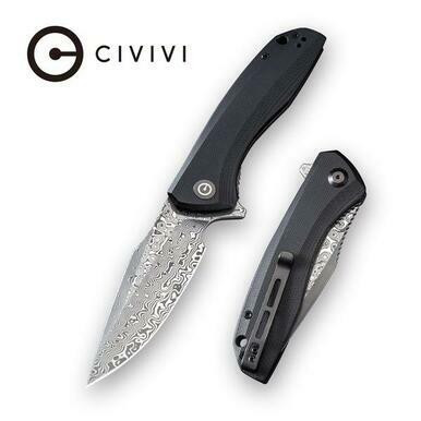 CIVIVI Baklash Flipper Knife Black G10 Handle (3.5'' Damascus) C801DS