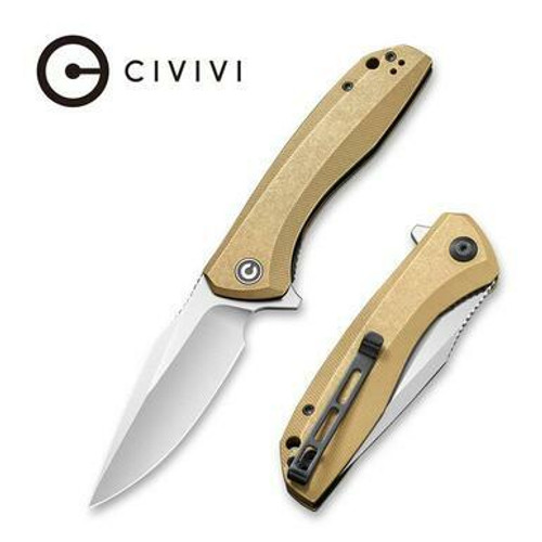 CIVIVI Baklash Flipper Knife Stonewashed Brass Handle (3.5'' 154CM) C801J