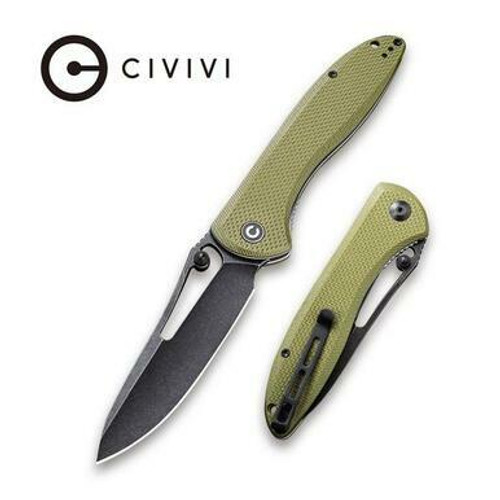 CIVIVI Picaro Thumb Studs Knife OD Green Coarse G10 Handle (3.94" Black stonewashed D2) C916A