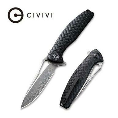 CIVIVI Wyvern Liner Lock Knife Black Fiber-glass Reinforced Nylon Handle (3.45'' Damascus) C902DS