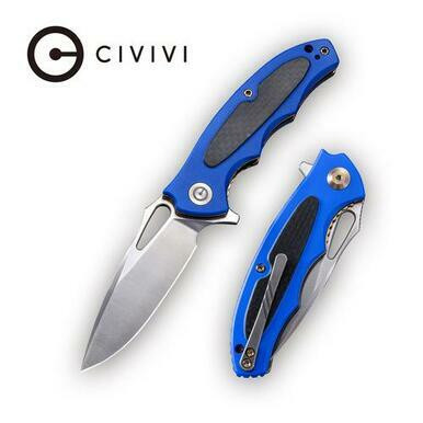 CIVIVI Shard Flipper Knife Blue G10 with Carbon Fiber Overlay Handle (2.95” Satin D2) C806C