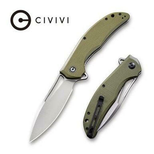 CIVIVI Vexer Flipper Knife OD Green Coarse G10 Handle (3.96'' Satin D2) C915A