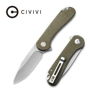 CIVIVI Blade HQ Exclusives SKU - Elementum Flipper Knife Green Micarta Handle (2.96'' Stonewashed CPM S35VN) C907P