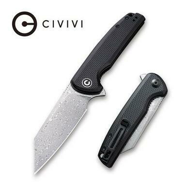CIVIVI Brigand Flipper Knife Black G10 Handle (3.46” Damascus) C909DS