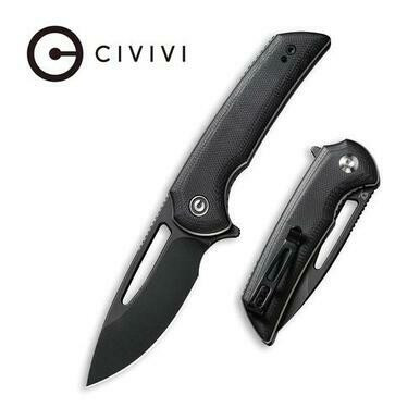 CIVIVI Odium Flipper Knife Black G10 Handle (2.65" Black Stonewashed D2) C2010E