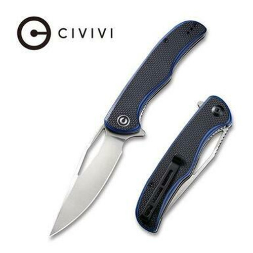 CIVIVI Shredder Liner Lock Knife Blue and Black Layered G10 Handle with a Coarse Texture (3.7'' Satin D2) C912A