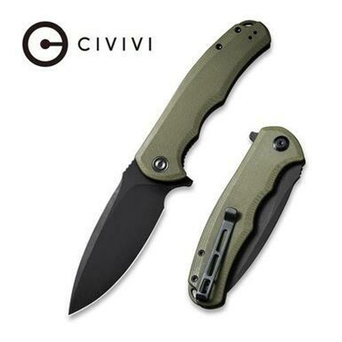 CIVIVI Praxis Flipper Knife OD Green G10 Handle (3.75'' Black Stonewashed 9Cr18MoV) C803F