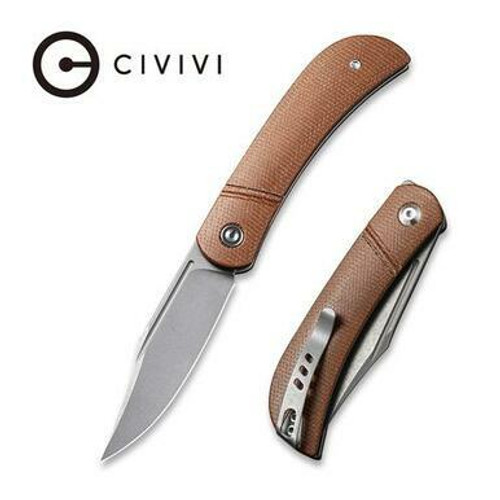 CIVIVI Appalachian Drifter Slip Joint Knife Brown Micarta Handle (2.96" Gray Stonewashed S35VN) C2015A