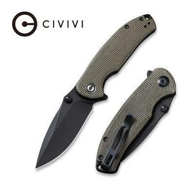 CIVIVI Pintail Flipper Knife Dark Green Micarta Handle (2.98" Black Stonewashed CPM S35VN) C2020C