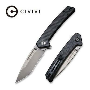 CIVIVI Keen Nadder Flipper Knife Black Coarse G10 Handle (3.48” Gray Stonewashed Bohler N690) C2021A