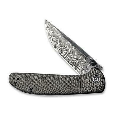 CIVIVI Badlands Vagabond Flipper Knife Carbon Fiber 3.3" Black Damascus Drop Point C2019DS-1