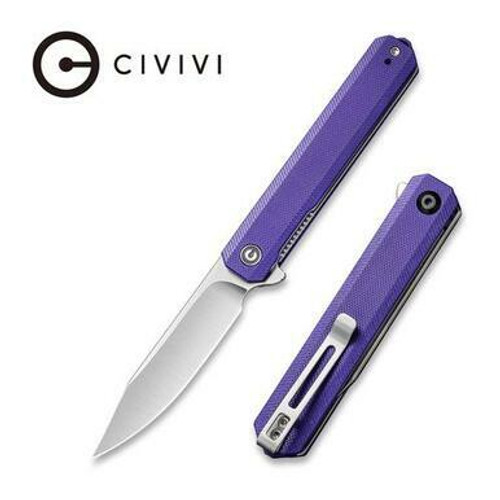 CIVIVI Brazen Flipper Knife Purple G10 Handle (3.46" Gray Stonewashed D2 ) C2023A