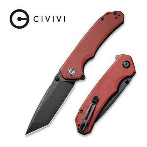 CIVIVI Brazen Flipper Knife Burgundy G10 Handle (3.46" Black Stonewashed D2 ) C2023B