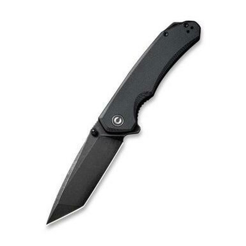 CIVIVI Brazen Flipper Knife Black G10 3.5" Tanto D2 Black Stonewash C2023C