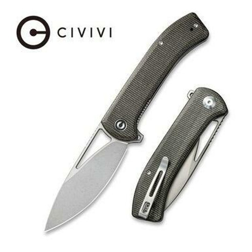 CIVIVI Riffle Filpper Knife Dark Green Micarta Handle (3.46" Gray Stonewashed 14C28N) C2024C