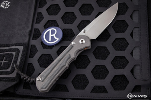 Chris Reeve Knives Large Inkosi Left-Handed Black Canvas Micarta Inlay 3.6" Drop Point Stonewash LIN1013