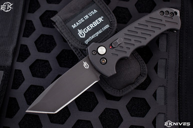 Gerber Auto 06 Automatic Knife Black Aluminum 3.6" Black Tanto