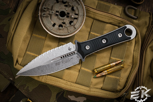 Microtech/Borka Blades SBD Fixed Blade Knife Black G10 4.3" Dagger Serrated 201-12