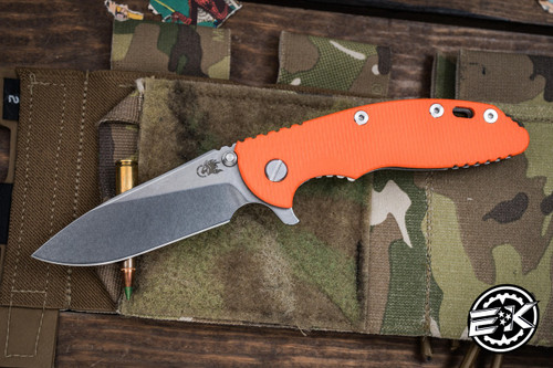 Rick Hinderer Knives XM-18 3.5" Slicer Knife Orange G10, Stonewash