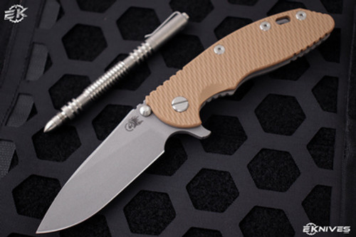 Rick Hinderer Knives XM-18 3.5" Slicer Knife Coyote G10, Working Finish