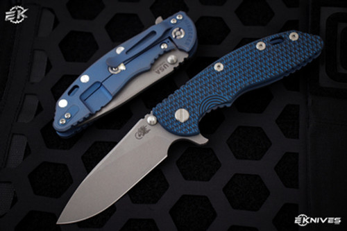 Rick Hinderer Knives XM-18 3.5" Slicer Knife Blue/Black G10, Battle Blue