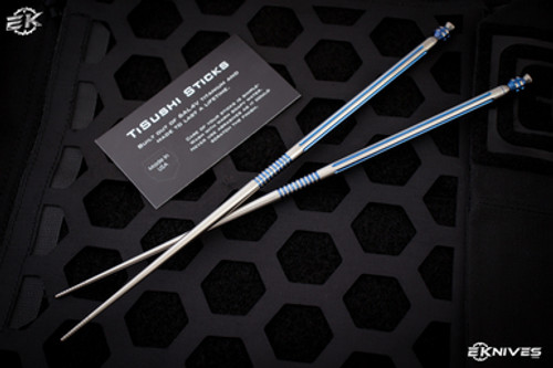 SK Knives SushiSticks Titanium Blue Milled Titanium