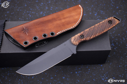 Toor Knives Field 2.0 Spanish Moss Fixed Blade Knife Brown Walnut 4.5" Gray Drop Point