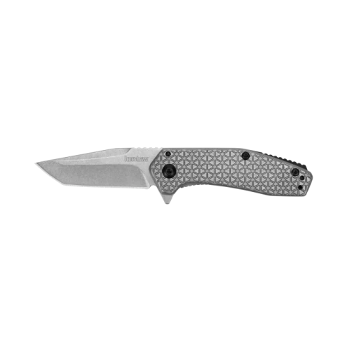 Kershaw Cathode Assisted Flipper Knife Textured Silver Stainless 2.25" 4Cr14 Tanto Stonewash 1324