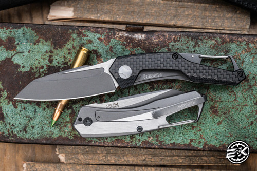 Kershaw Reverb Manual Folding Carabiner Knife G10/Carbon Fiber Overlay 2.5" 8Cr13MoV Drop Point Two-Tone 1220