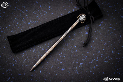 Bastinelli Knives Hair Chopstick 5.5" Anodized Titanium Bronze Reaper Bead