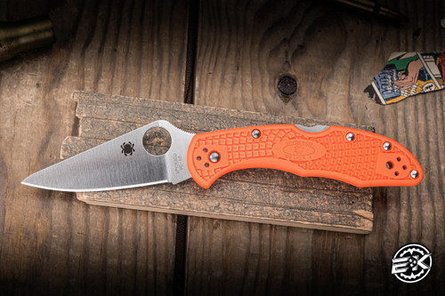 Spyderco Delica 4 Flat Ground Knife Orange FRN 2.9" Satin C11FPOR