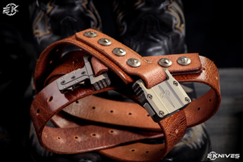 Marfione Custom "APIS" Belt (Mens) Distressed Brown Buffalo Leather w/ Titanium Bronzed Hardware