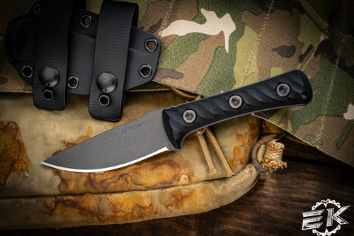 RMJ Tactical "Utsidihi" Fixed Blade Knife Black G10 3.5" Tungsten Black