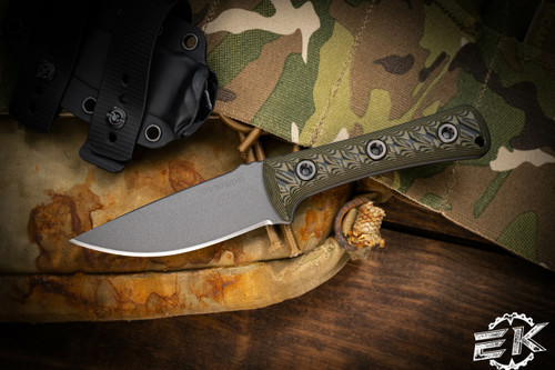 RMJ Tactical "Utsidihi" Fixed Blade Knife Dirty Olive G10 3.5" Tungsten