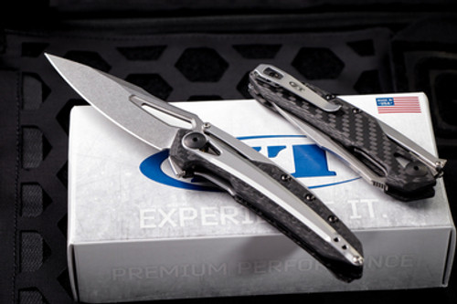 Zero Tolerance 0990 Carbon Fiber Flipper Knife 3.25" Stonewash ZT990