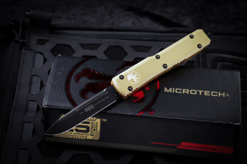 Microtech Ultratech OTF Automatic Champagne Gold S/E 3.4" DLC Tactical 121-1DLCTCG (Preowned)