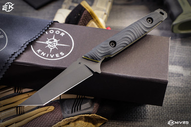 Toor Knives Kingpin Fixed Blade Knife Black G10 w/ Yellow Liner 4" Black Tanto