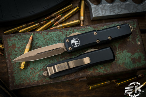 Microtech UTX-85 OTF Automatic Knife Black 3" Bronze Dagger 232-13