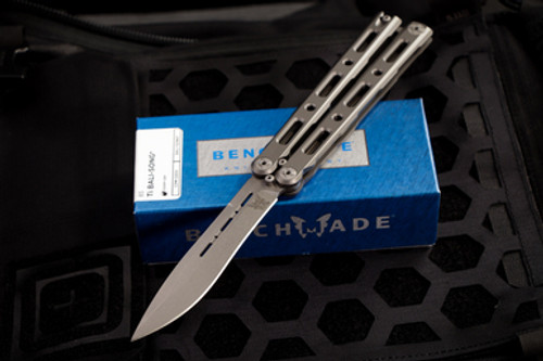 Benchmade 85 Billet Titanium Balisong Butterfly Knife  4.4" Drop Point Stonewash (Preowned)