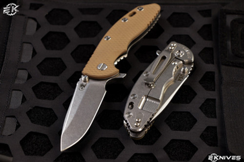 Rick Hinderer Knives XM-18 3.5" Spear Point Knife Coyote G10, Stonewash Finish