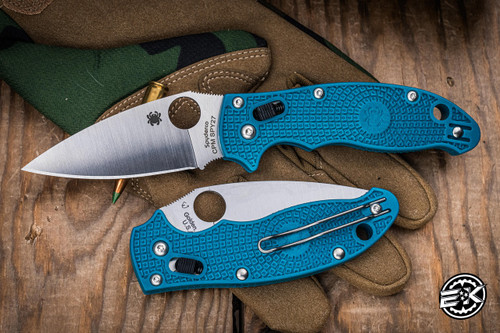 Spyderco Manix 2 Lightweight Knife Mineral Blue FRN 3.37" CPM-SPY27 Leaf Satin C101PCBL2