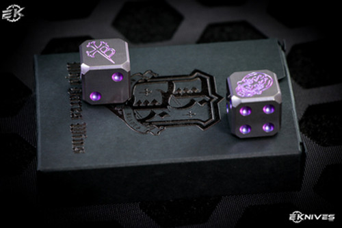 Hitex Gear/Borka Blades Dice Titanium Tumbled, Purple Borka Logo/Skull