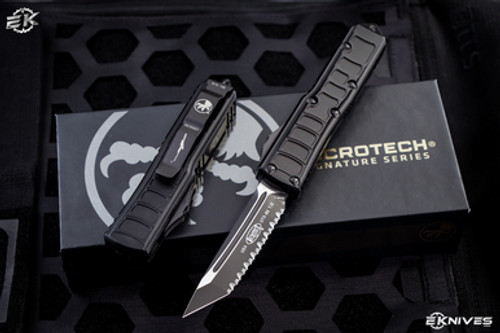 Microtech UTX-85 II Stepside OTF Automatic Knife 3" Black Tanto Serrated 233II-3TS